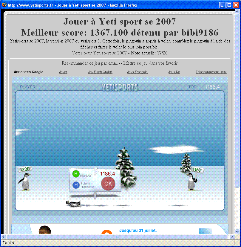 Score de micky à Yeti sport se 2007