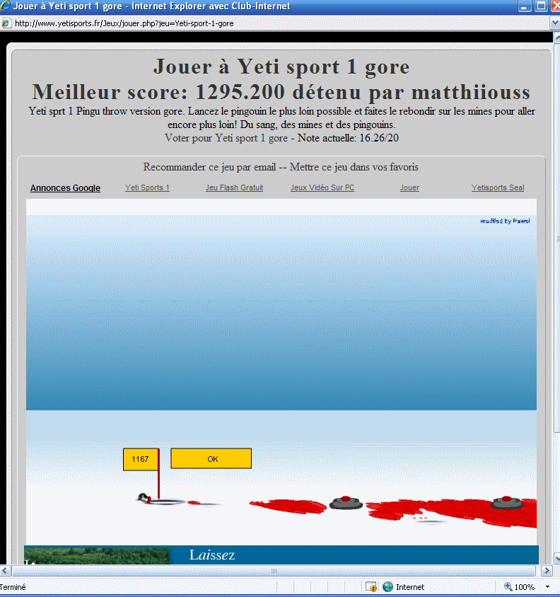 Score de montana62 à Yeti sport 1 gore