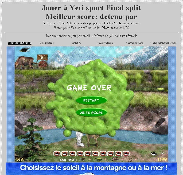 Score de bibi9186 à Yeti sport Final split