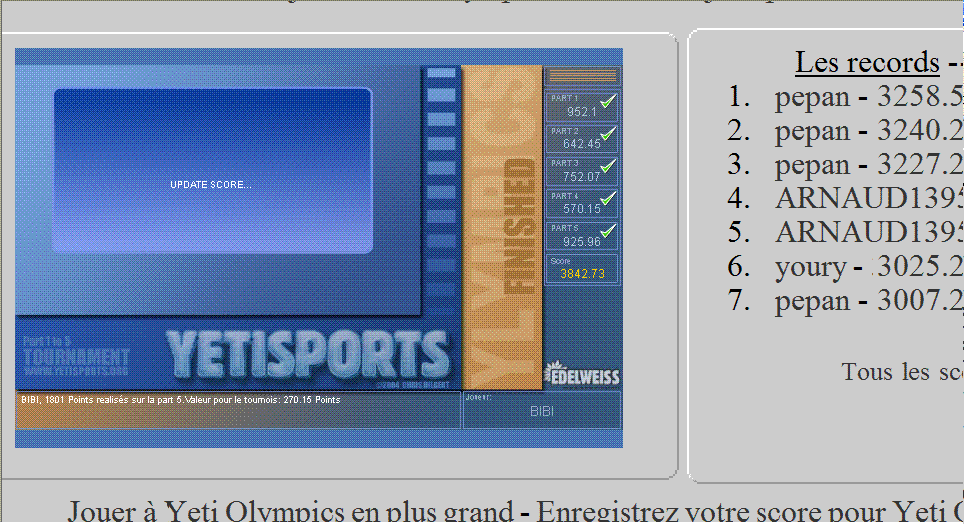 Score de bibi9186 à Yeti Olympics